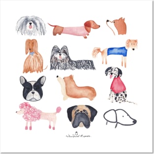 Doggie Assembly | Watercolour | Dogs | Pattern Posters and Art